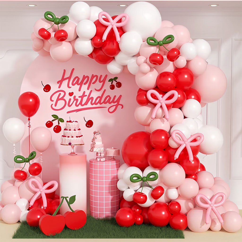 136Pcs Cherry Shaped Balloon G - đánh giá và giá Balloon Arch Kit
