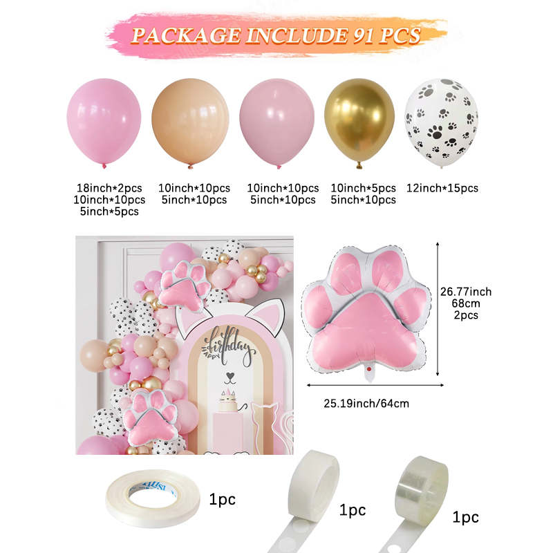 91Pcs New Meow Cat Theme Ballo - đánh giá và giá Balloon Arch Kit