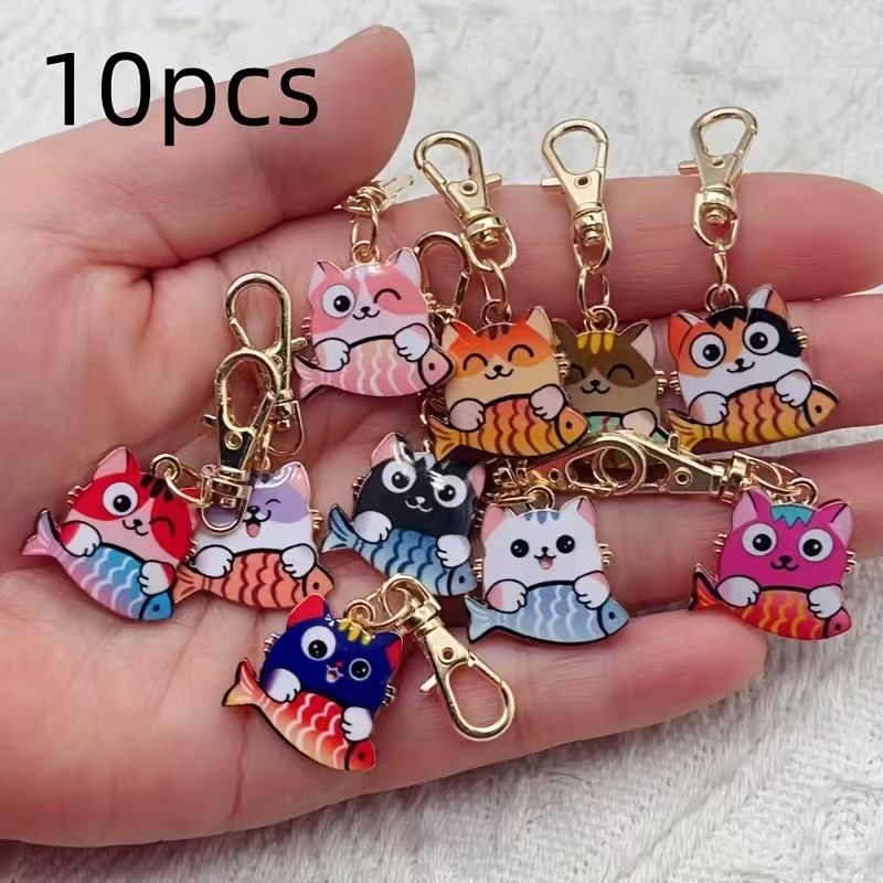 10pcs alloy printed cat keycha - đánh giá và giá Party Favor Bag