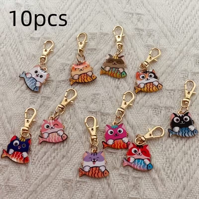 10pcs alloy printed cat keycha - đánh giá và giá Party Favor Bag