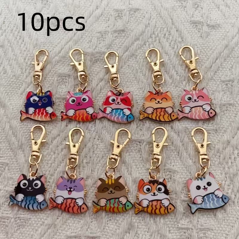 10pcs alloy printed cat keycha - đánh giá và giá Party Favor Bag