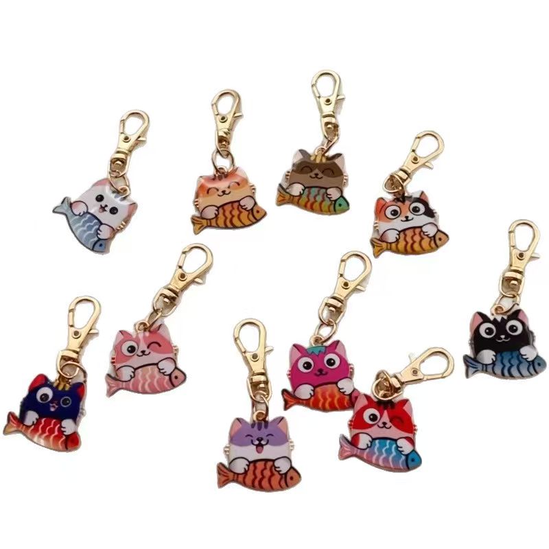 10pcs alloy printed cat keycha - đánh giá và giá Party Favor Bag